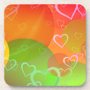 Colourful Hearts and Balloons Abstract Design Coaster