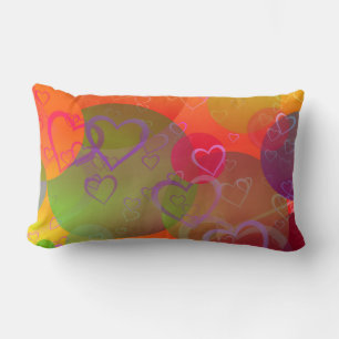 Colourful Hearts and Balloons Pattern Lumbar Cushion