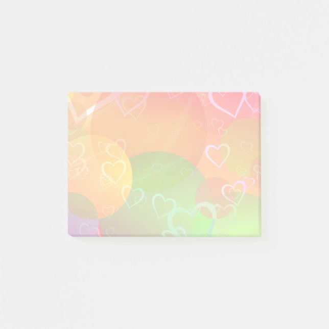 Colourful Hearts and Circles Pattern Post-it Notes (Front)