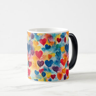 Colourful Hearts and Love Seamless Design Magic Mug