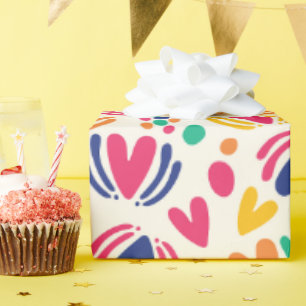 Colourful Hearts and Polka Dots Wrapping Paper