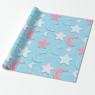 Colourful Hearts And Stars Patch 3D Wrapping Paper