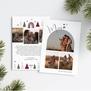 Colourful Hearts Arch Merry Six Photo Christmas Holiday Card