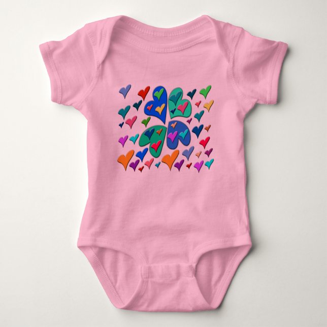 Colourful Hearts Baby Bodysuit (Front)