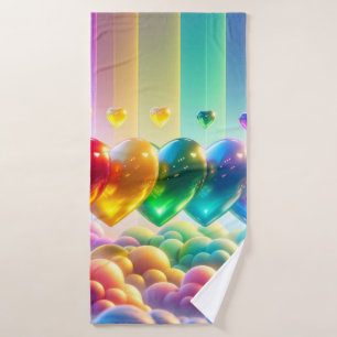 Colourful Hearts Bath Towel