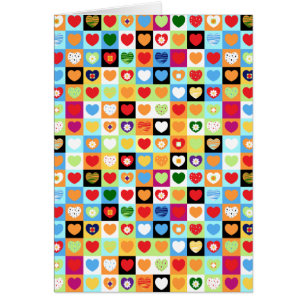 Colourful hearts, card