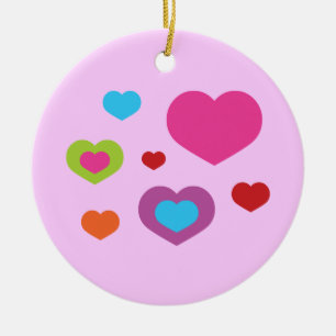 Colourful Hearts Ceramic Ornament