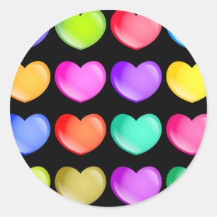 Colourful Hearts Classic Round Sticker