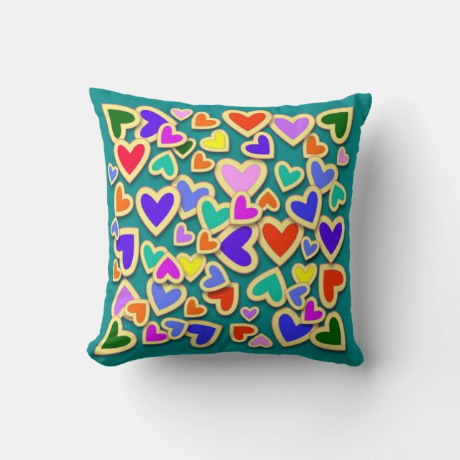 Colourful Hearts Cushion (Front)