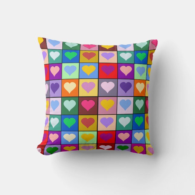 Colourful hearts cushion (Front)
