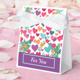 Colourful hearts custom favour box