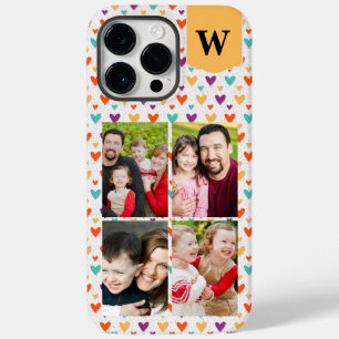  Colourful Hearts Custom Monogram 4-Photos  Case-Mate iPhone 14 Pro Max Case