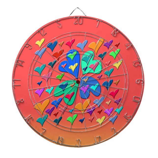 Colourful Hearts Dartboard (Front)