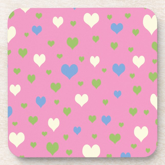 Colourful hearts design coaster (Front)