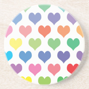 Colourful hearts design coaster