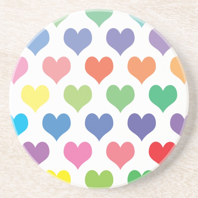 Colourful hearts design coaster (Front)