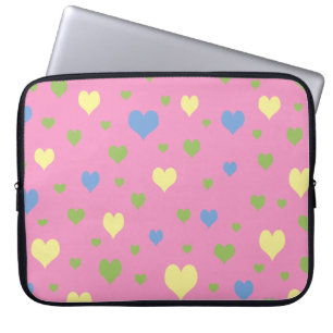 Colourful hearts design laptop sleeve