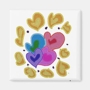 Colourful Hearts Design Magnet