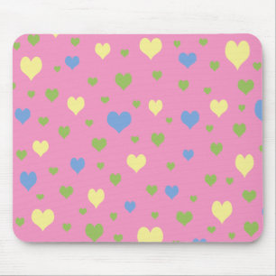 Colourful hearts design mouse pad