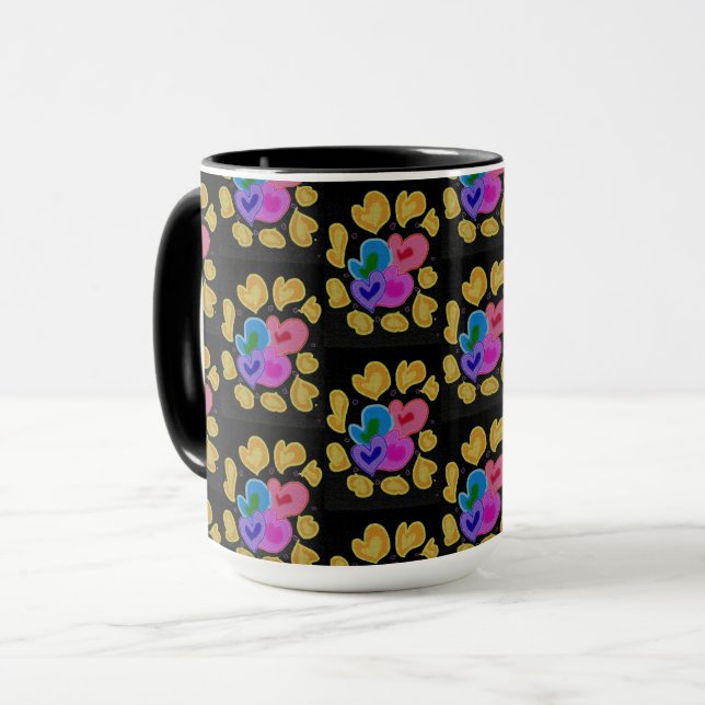 Colourful Hearts Design Mug (Front Left)
