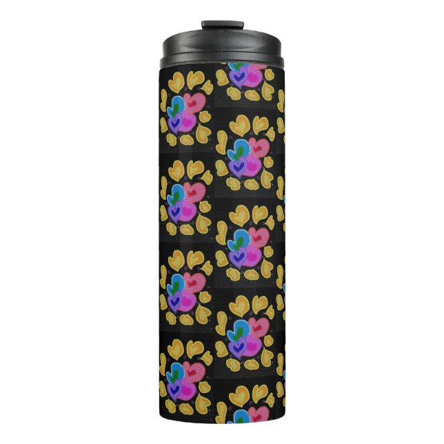 Colourful Hearts Design Thermal Tumbler (Front)