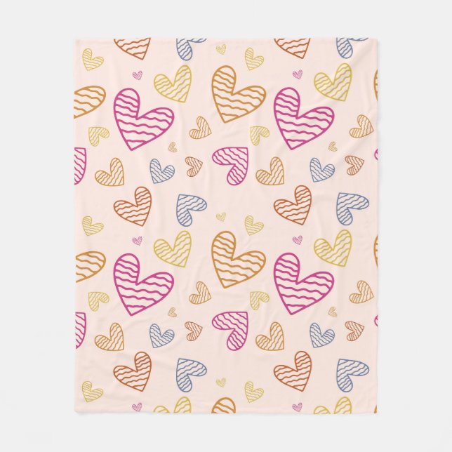 Colourful Hearts Fleece Blanket (Front)