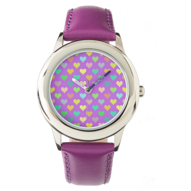 Colourful Hearts Girl  Watch (Front)