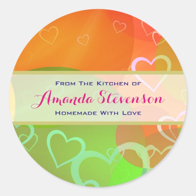 Colourful Hearts Homemade Kitchen Baked Goods Classic Round Sticker (Front)