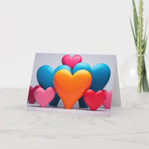 Colourful hearts in 3D Holiday Card