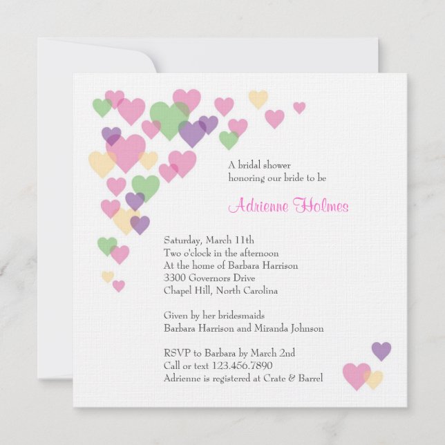 Colourful Hearts Invitation (Front)
