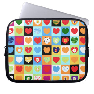 Colourful hearts, laptop case
