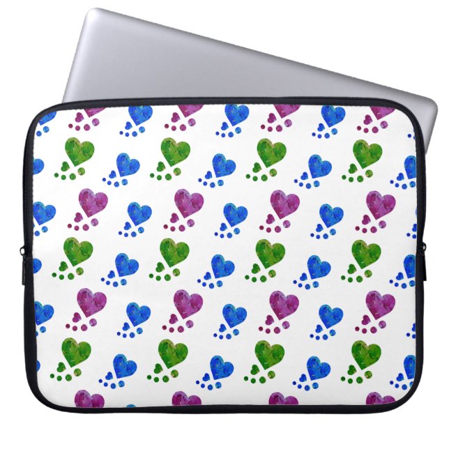 Colourful Hearts Laptop Sleeve (Front)