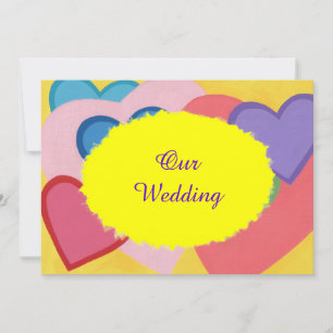 Colourful Hearts Layered Custom Wedding Invitation