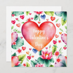 Colourful hearts & lotus flower Valentine’s Day Holiday Card