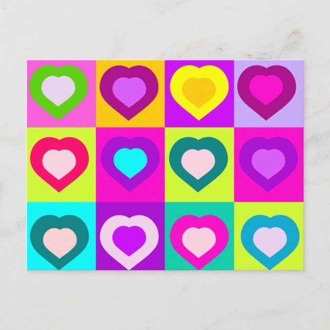 colourful hearts,love postcard (Front)