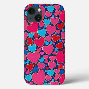 Colourful Hearts Navy Everyday Protection Grip iPhone 13 Case