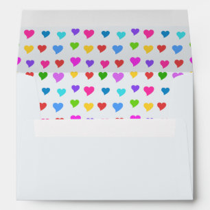 Colourful Hearts on Aqua Haze Envelope