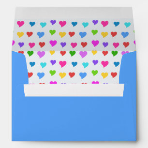 Colourful Hearts on Periwinkle Blue Envelope