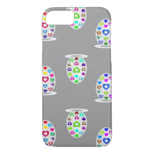 Colourful hearts on white Easter eggs iPhone 8/7 Case