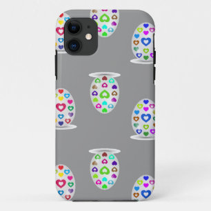 Colourful hearts on white Easter eggs iPhone 11 Case