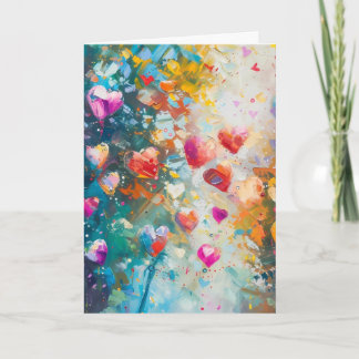 Colourful Hearts Paint Art Romantic Love Card