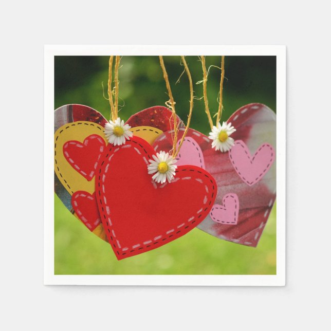 Colourful Hearts Paper Napkin (Front)
