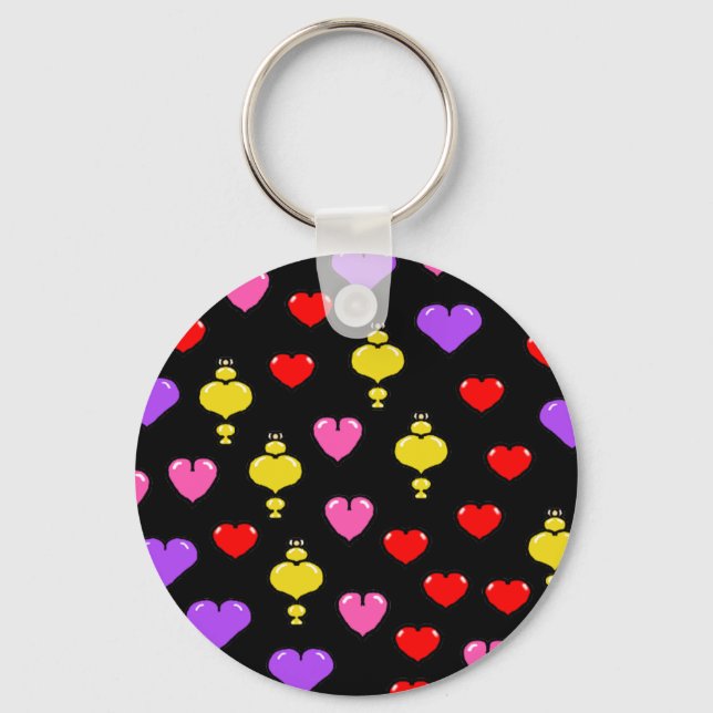 Colourful hearts Pattern 1 Key Ring (Front)