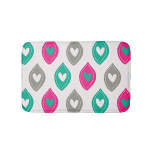 Colourful Hearts Pattern Bath Mat
