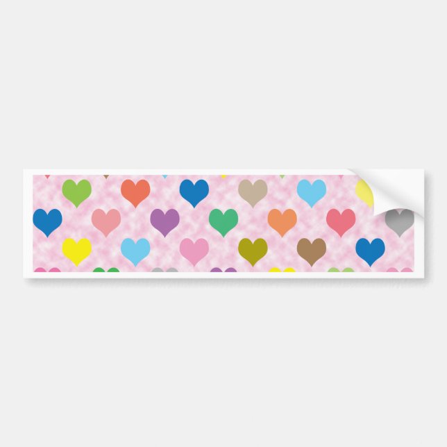 Colourful hearts pattern bumper sticker (Front)