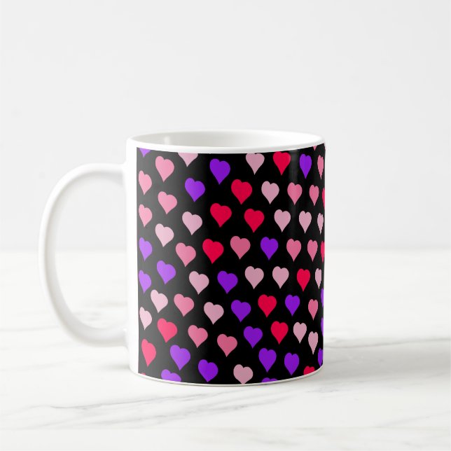 Colourful Hearts Pattern Coffee Mug (Left)