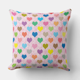 Colourful hearts pattern cushion
