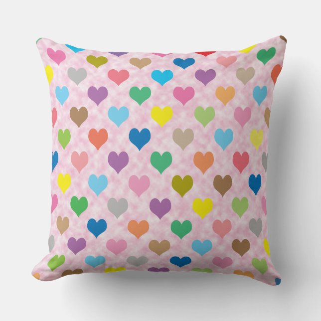 Colourful hearts pattern cushion (Front)