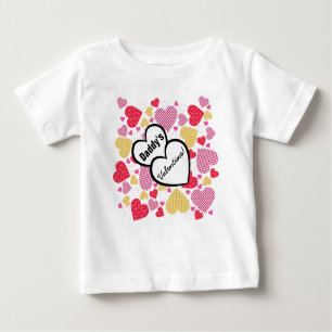 Colourful Hearts Pattern, Daddy's Valentine Baby T-Shirt