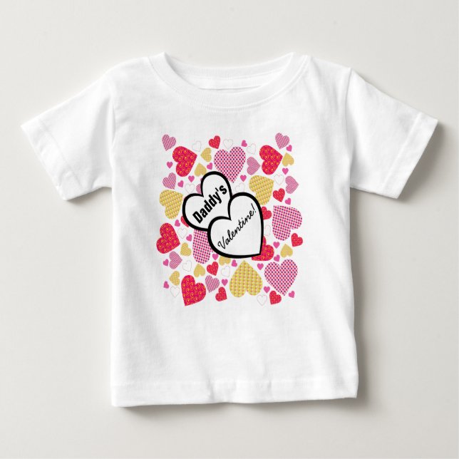 Colourful Hearts Pattern, Daddy's Valentine Baby T-Shirt (Front)